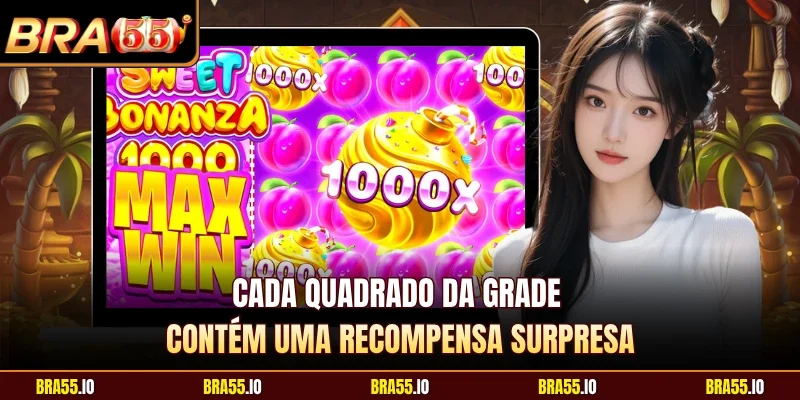 Cada quadrado da grade contém uma recompensa surpresa